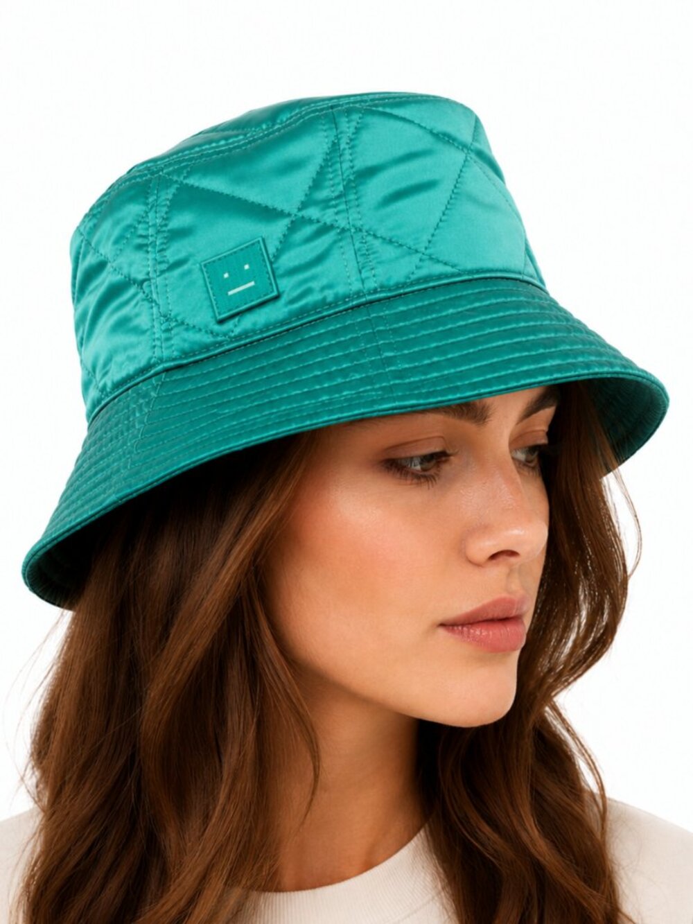 Acne Studios mint Green mixed Quilting Satin Bucket Hat Sz OS